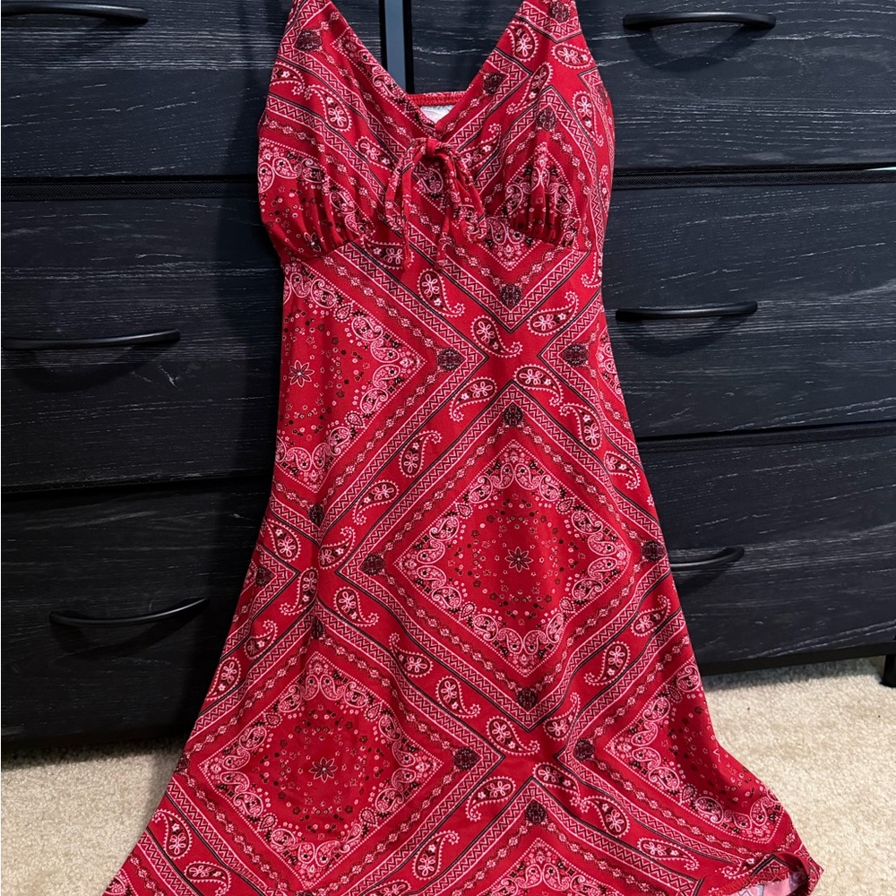 Elegant Red Paisley Dress